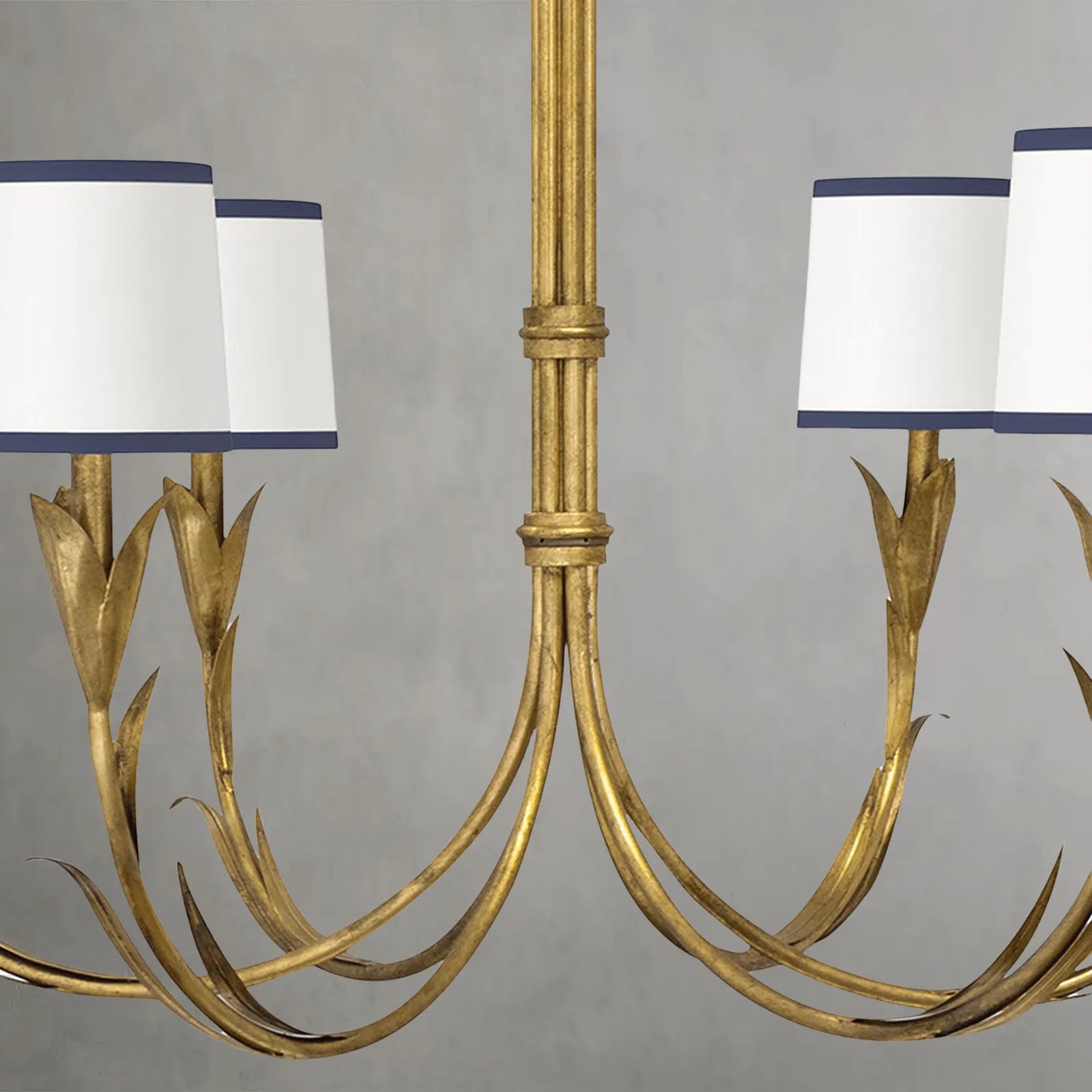 Fontara Dark Blue Reed Chandelier(Antique Gold Leaf) - Blushlighting