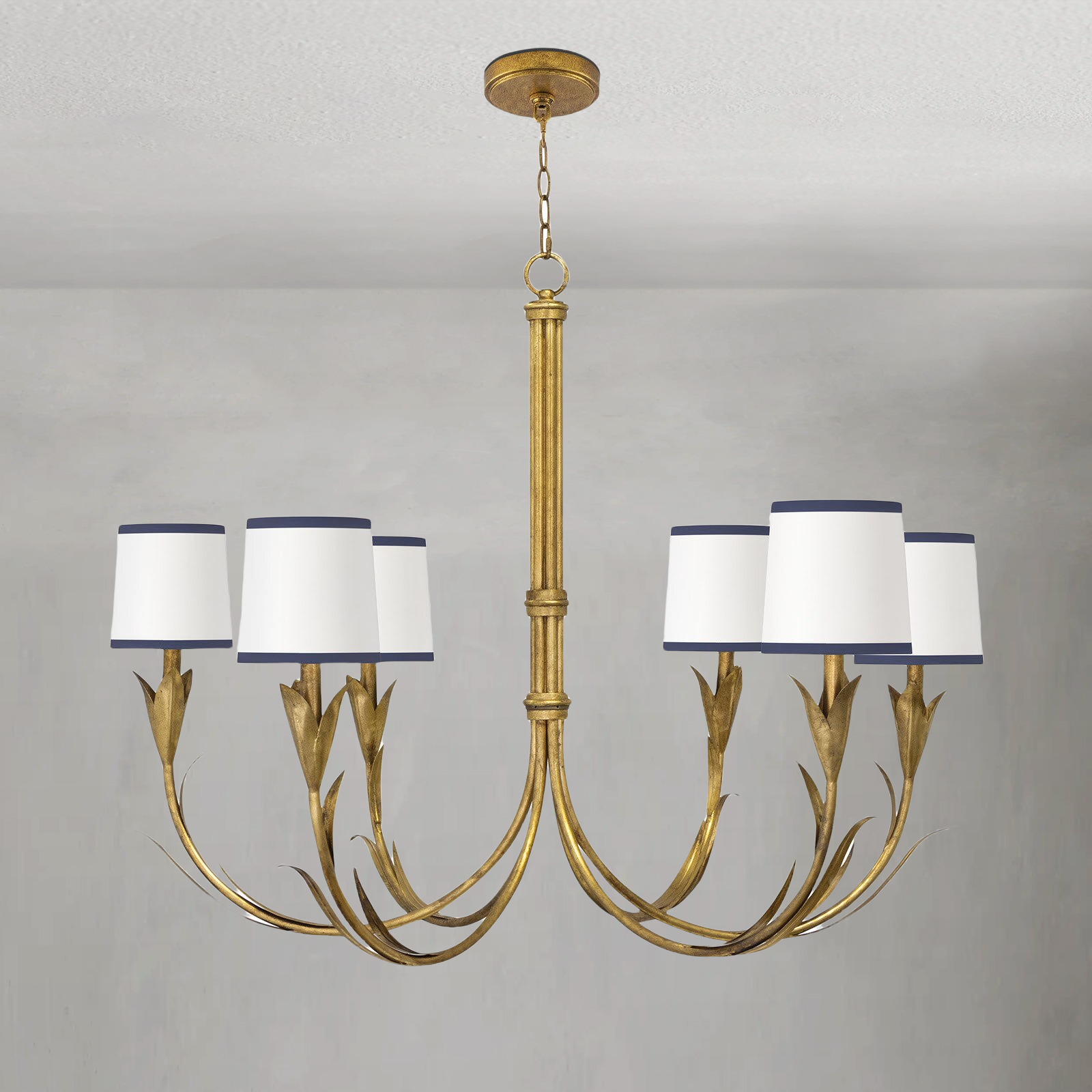 Fontara Dark Blue Reed Chandelier(Antique Gold Leaf)-