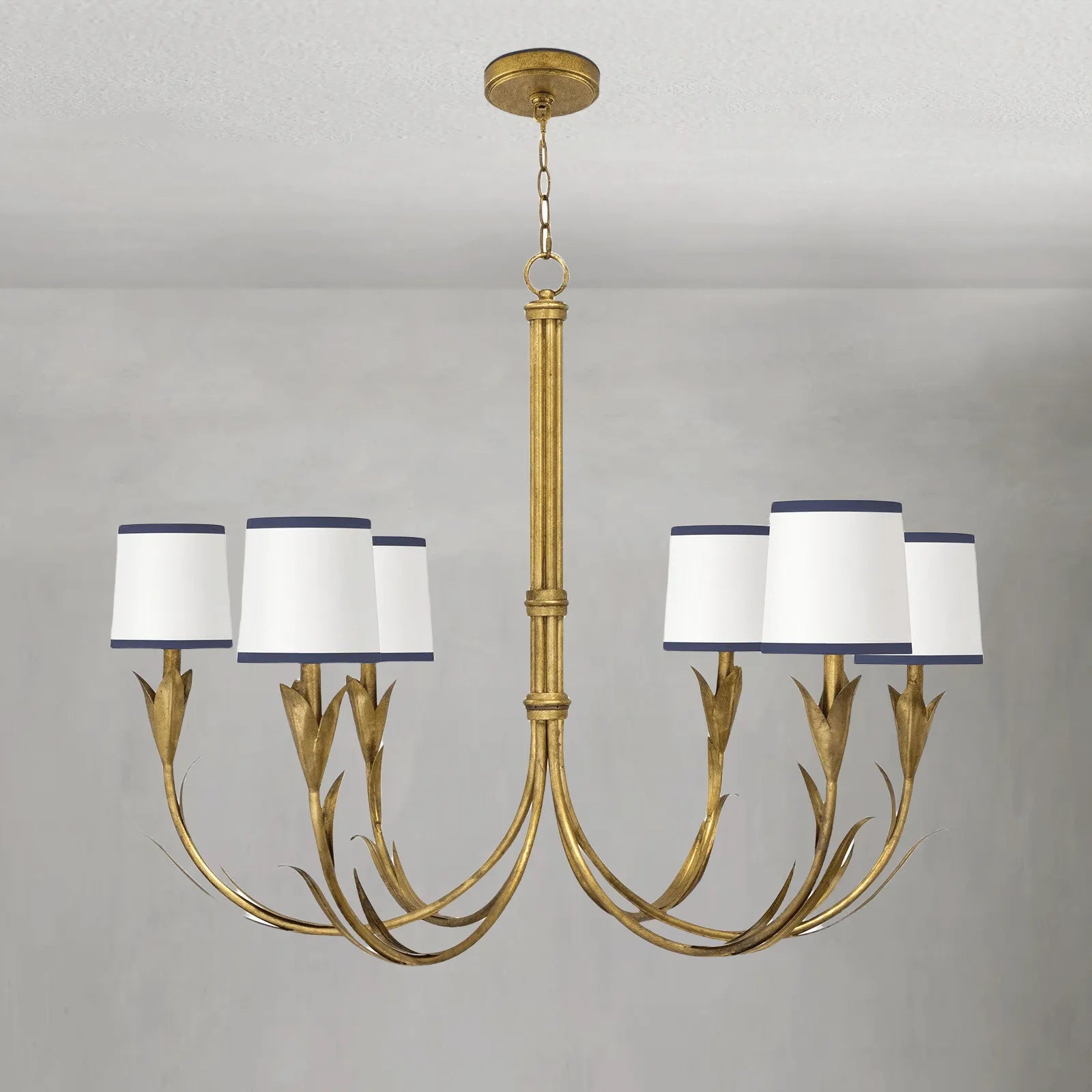 Fontara Dark Blue Reed Chandelier(Antique Gold Leaf) - Blushlighting