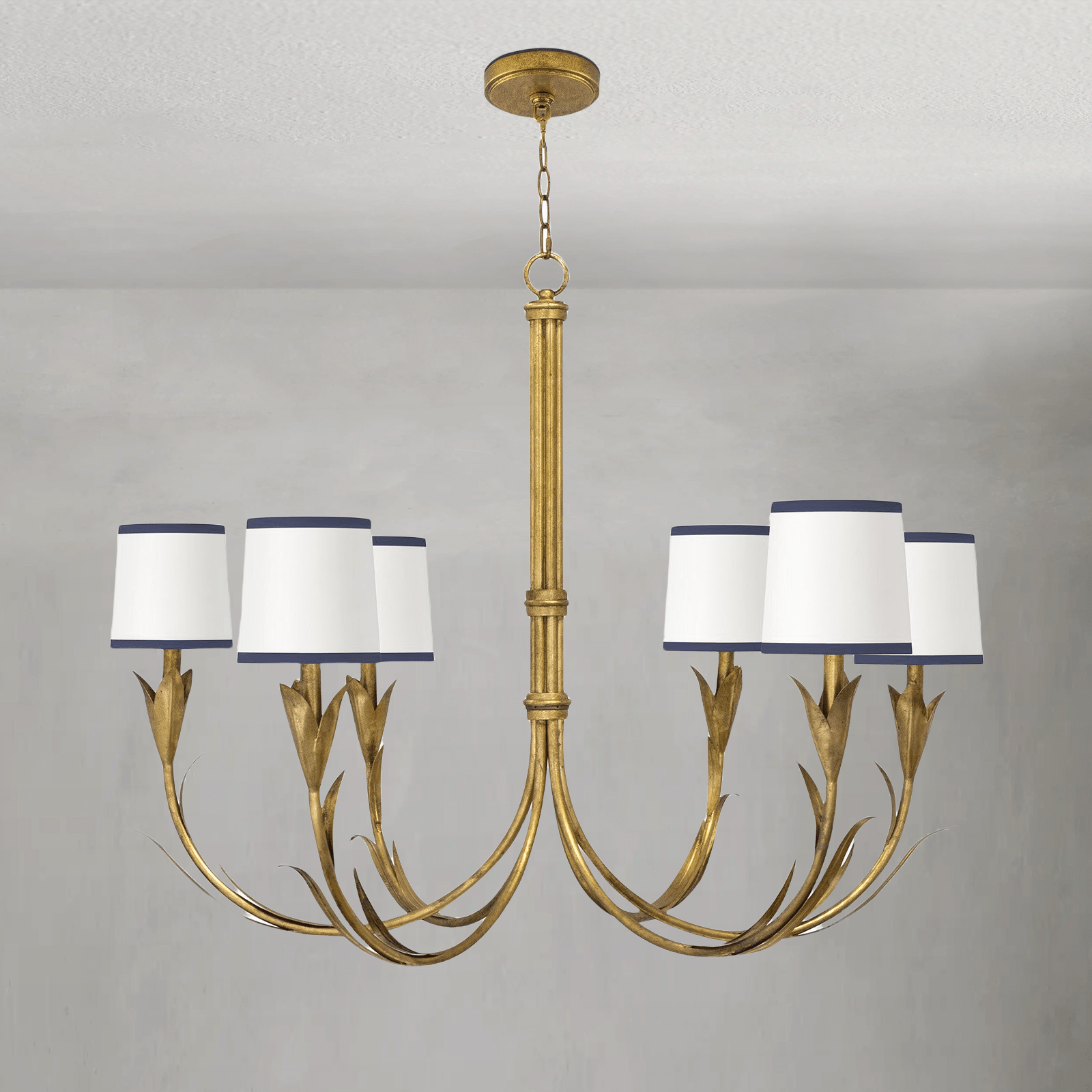 Fontara Dark Blue Reed Chandelier(Antique Gold Leaf) - Blushlighting