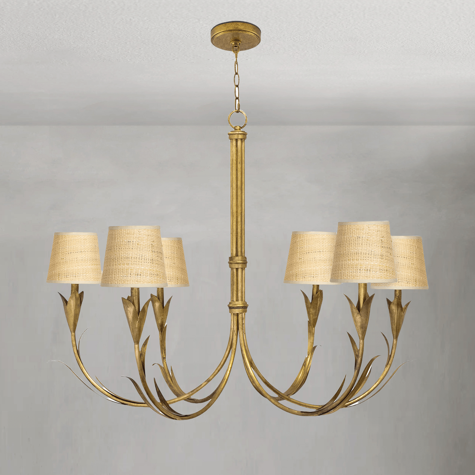 Fontara Rattan Reed Chandelier(Antique Gold Leaf) - Blushlighting