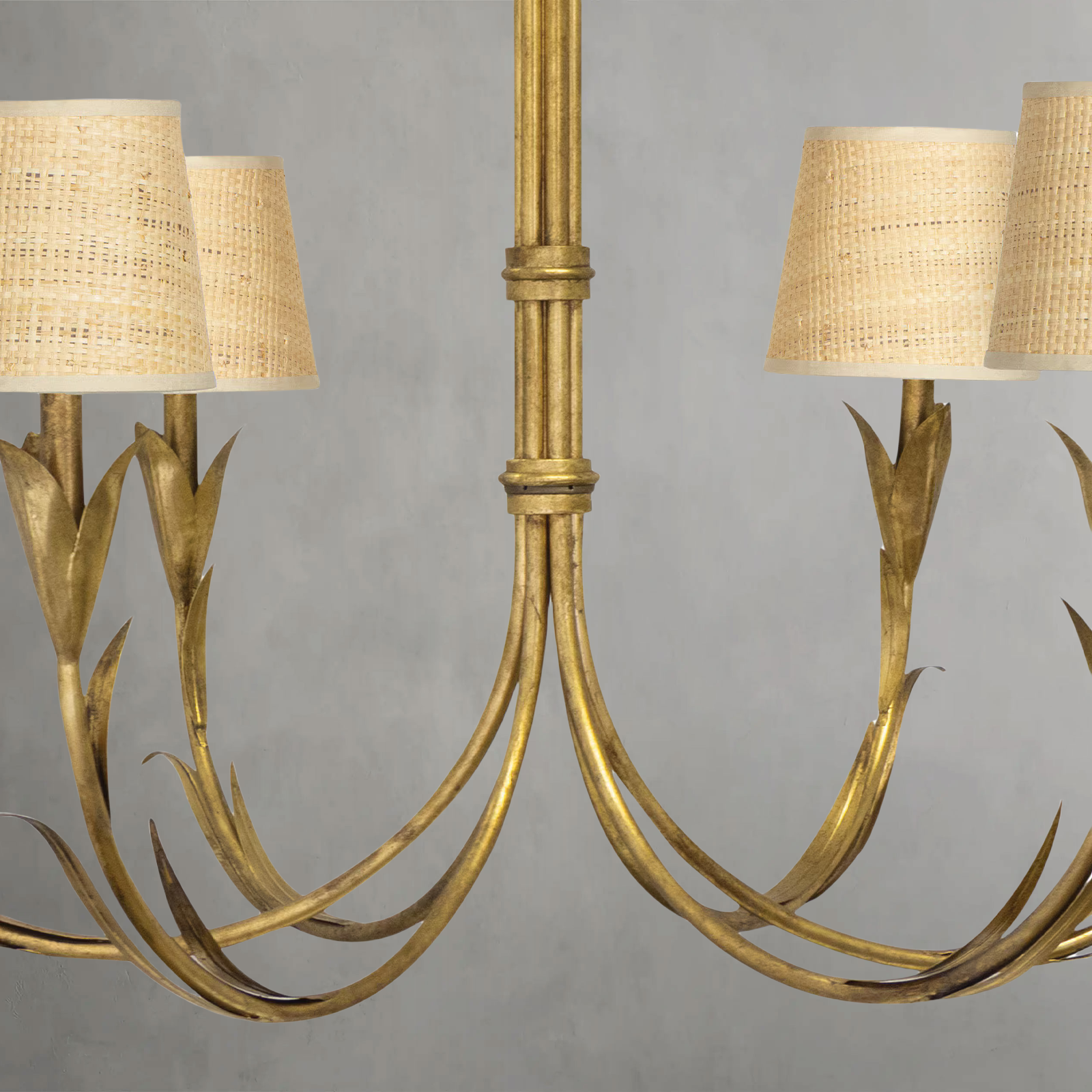 Fontara Rattan Reed Chandelier(Antique Gold Leaf)-