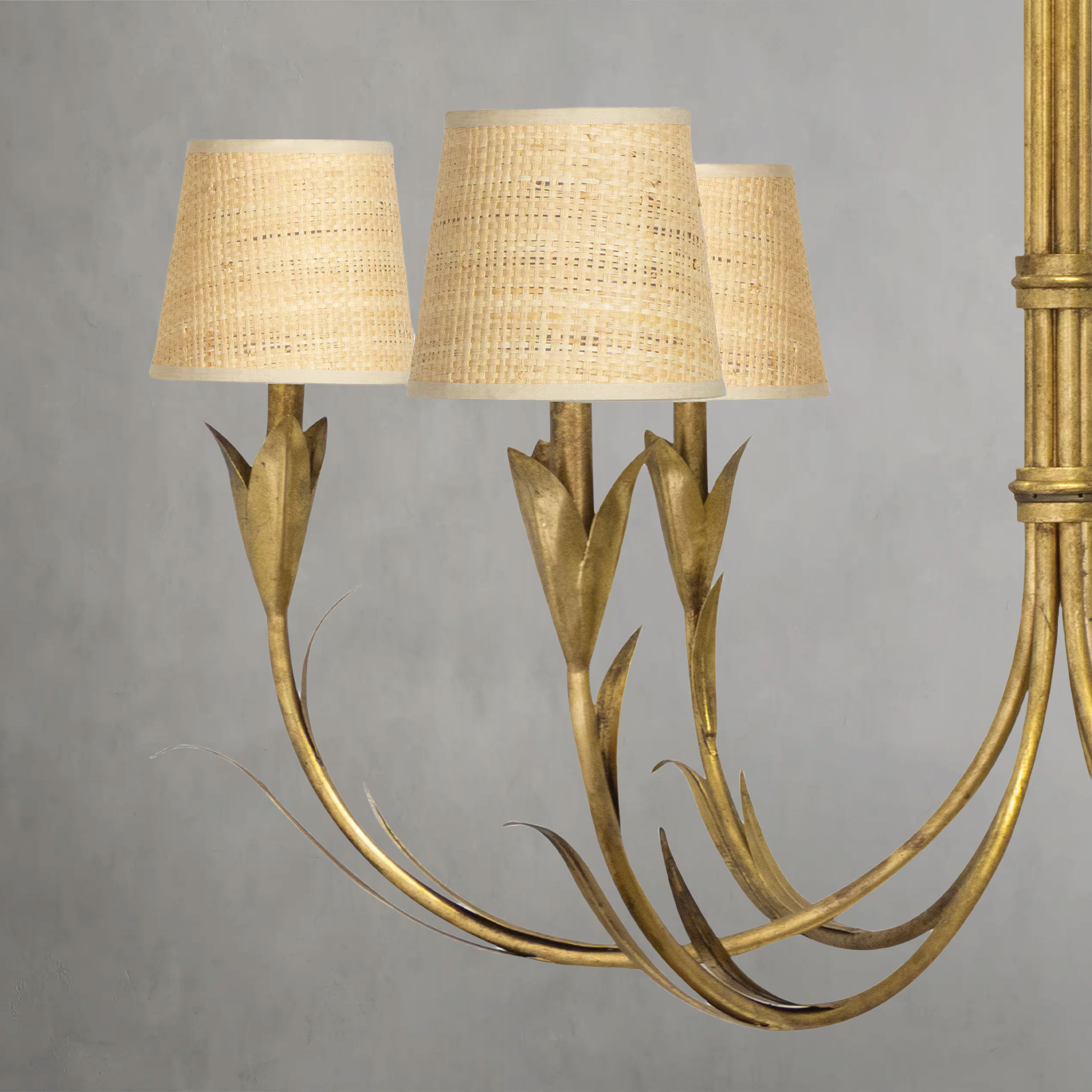 Fontara Rattan Reed Chandelier(Antique Gold Leaf)-