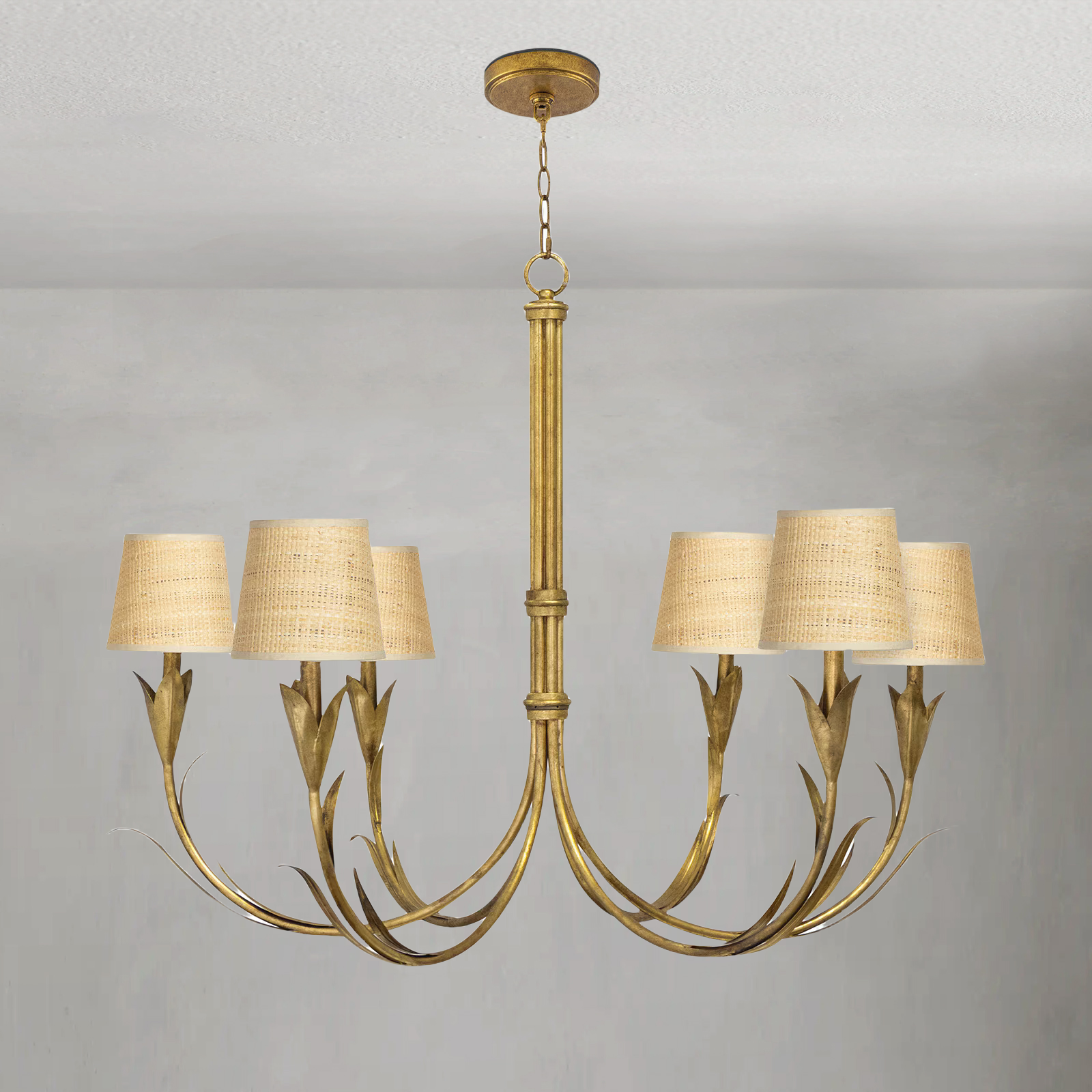 Fontara Rattan Reed Chandelier(Antique Gold Leaf)-