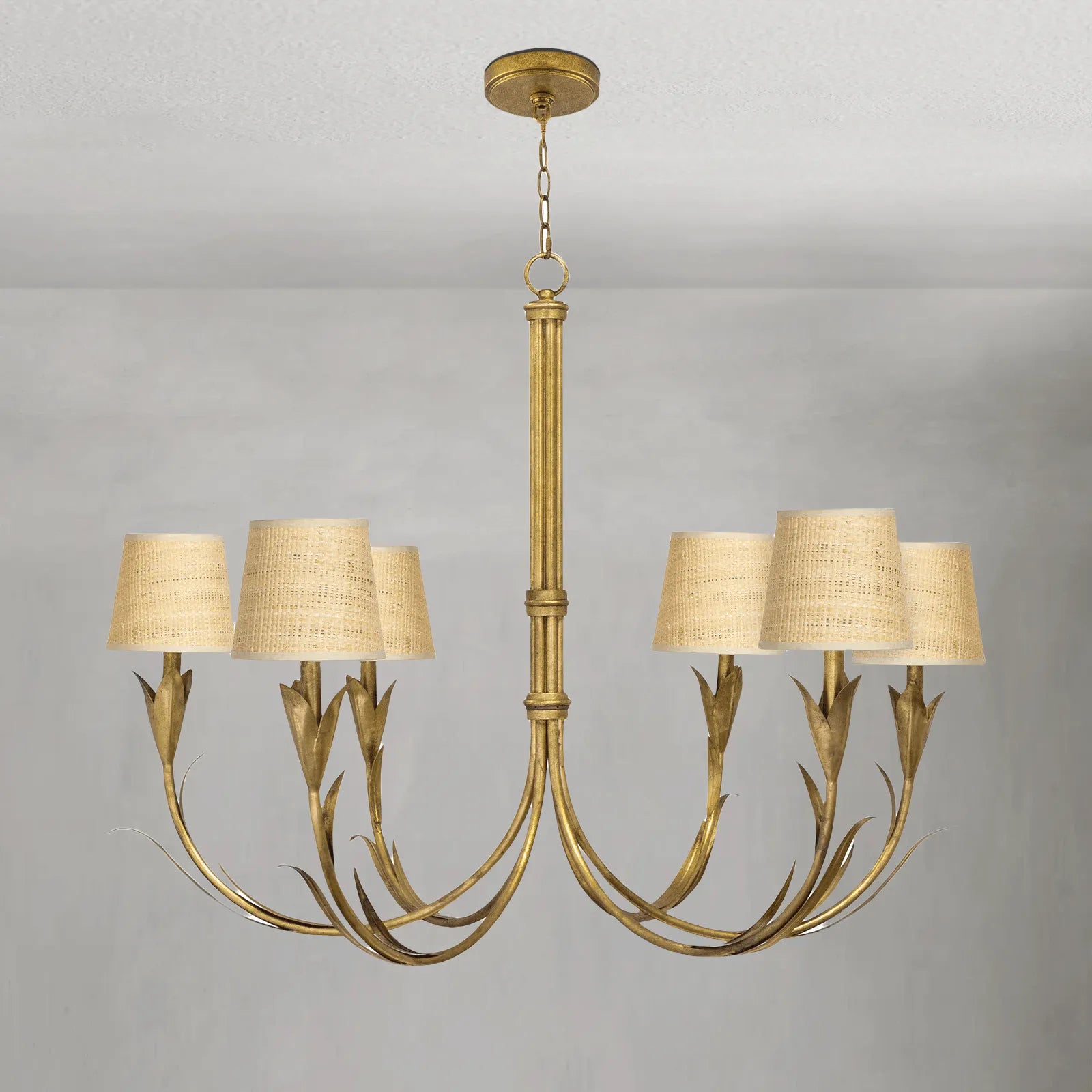 Fontara Rattan Reed Chandelier(Antique Gold Leaf) - Blushlighting