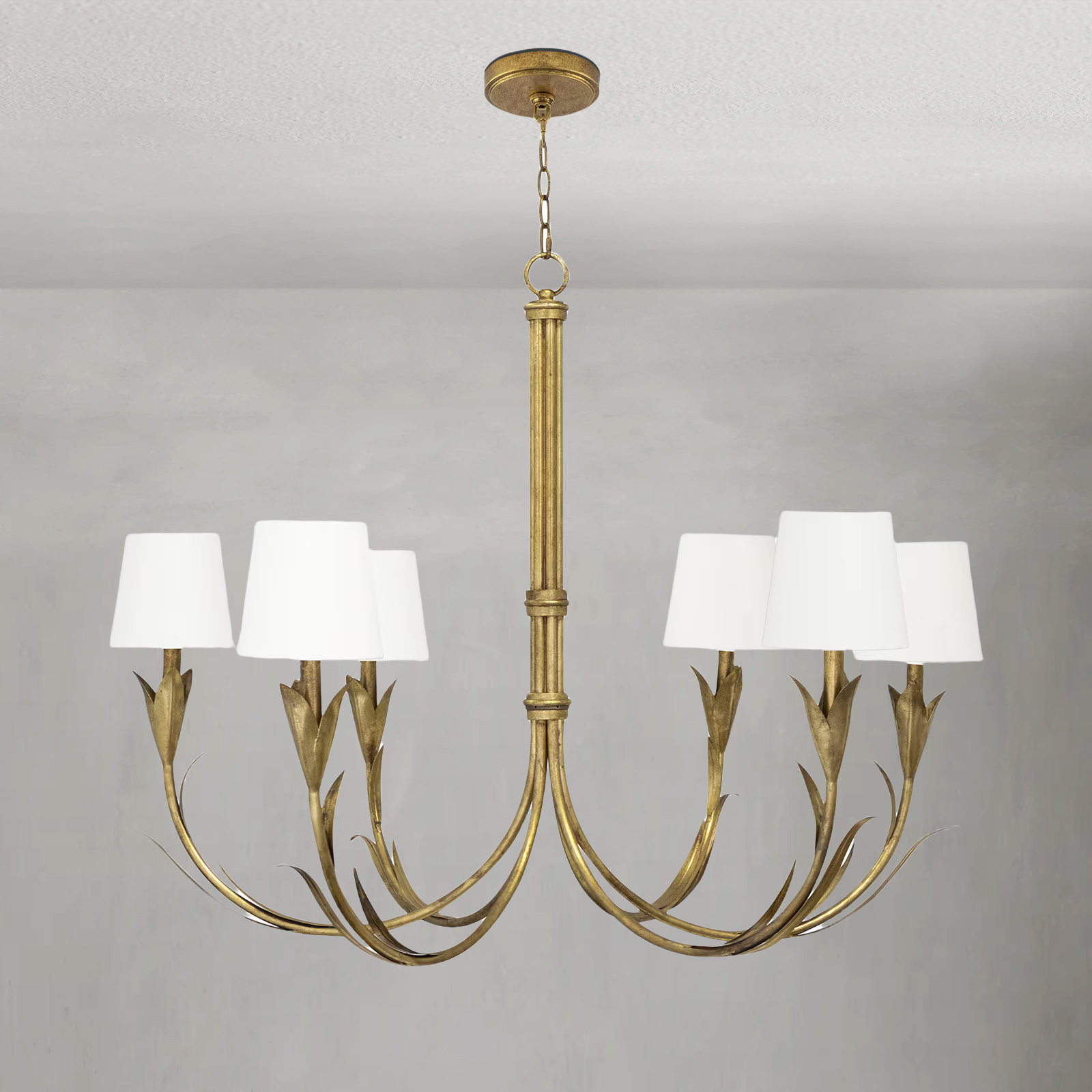 Fontara White Reed Chandelier(Antique Gold Leaf )-