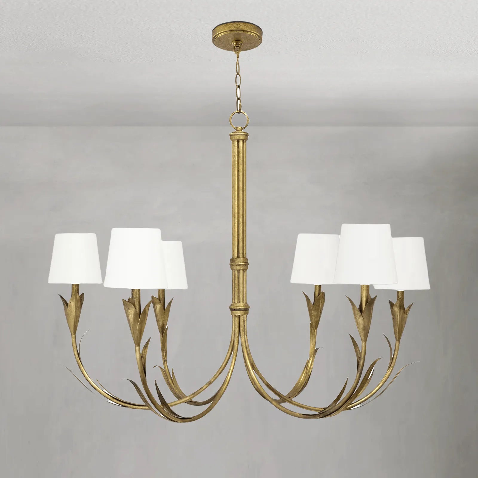 Fontara White Reed Chandelier(Antique Gold Leaf ) - Blushlighting