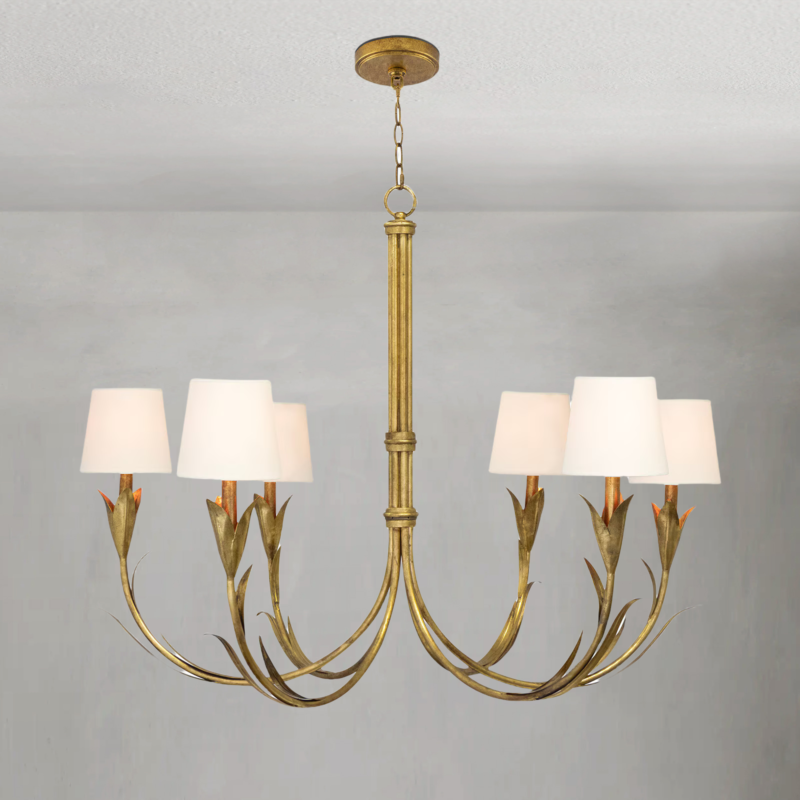 Fontara White Reed Chandelier(Antique Gold Leaf )-