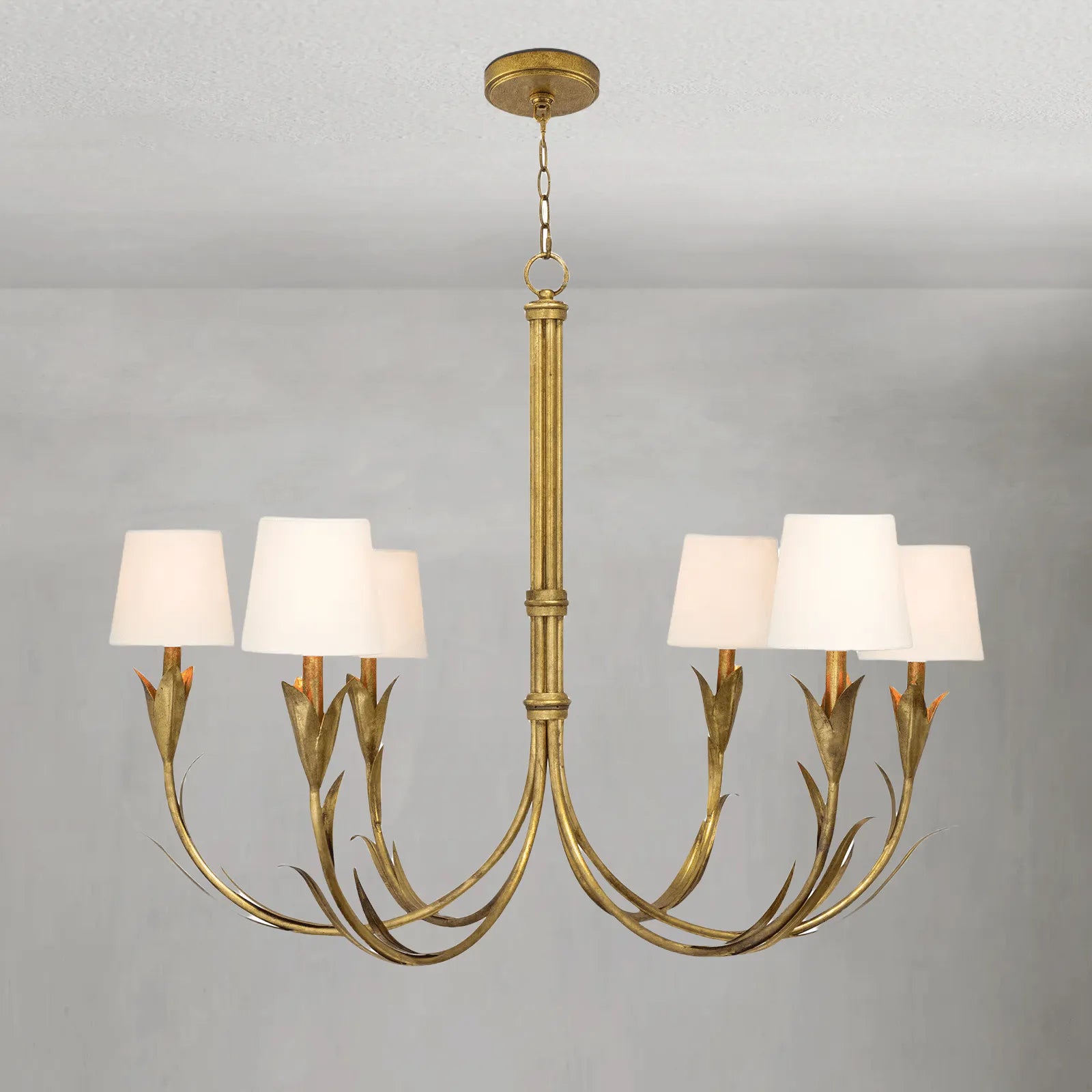 Fontara White Reed Chandelier(Antique Gold Leaf ) - Blushlighting