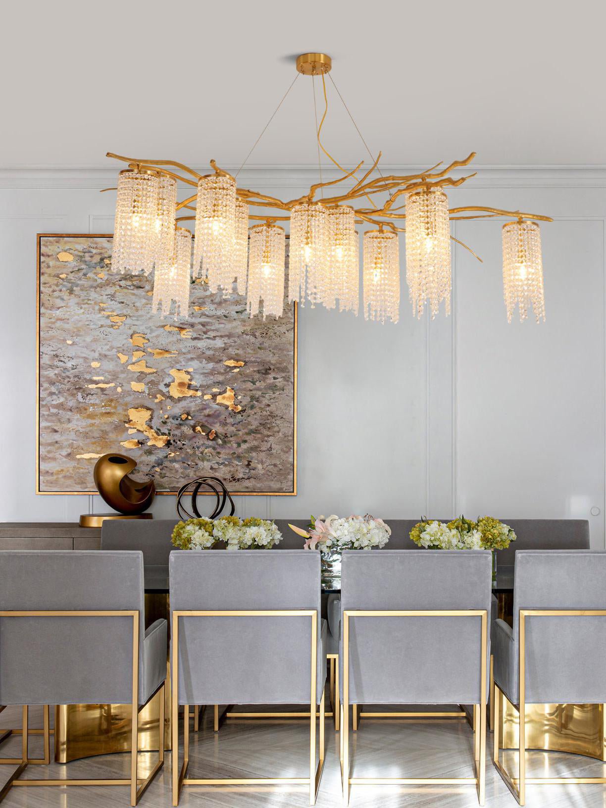 Forest Dawn Brass Branch Chandelier - L 63″ x W 31.5″ x H 17.7″Dark CopperBlushlighting