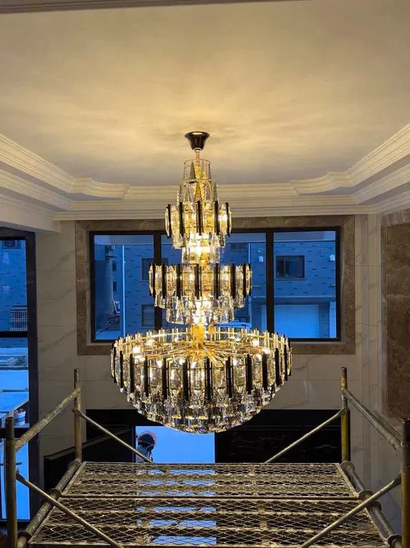 Foyer 3 Layers Extra Large Crystal Chandelier for Living Room Staircase Ceiling Lighting Fixture - D31.5"*H47.2"Blushlighting