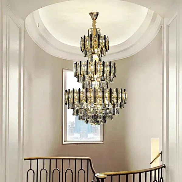 Foyer 3 Layers Extra Large Crystal Chandelier for Living Room Staircase Ceiling Lighting Fixture - D31.5"*H47.2"Blushlighting