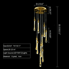 Foyer Glass Drops Pendant Chandelier Spiral Staircase High Ceiling Light Fixture In Gold Finish - 22 Lights/ D23.6"*H118.1"L15.75"Blushlighting