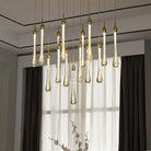 Foyer Glass Drops Pendant Chandelier Spiral Staircase High Ceiling Light Fixture In Gold Finish - 12 Lights/ D15.8"*H118.1"L15.75"Blushlighting