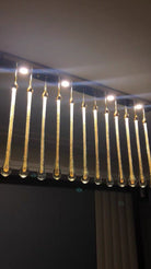Foyer Glass Drops Pendant Chandelier Spiral Staircase High Ceiling Light Fixture In Gold Finish - 12 Lights/ D15.8"*H118.1"L15.75"Blushlighting