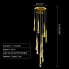 Foyer Glass Drops Pendant Chandelier Spiral Staircase High Ceiling Light Fixture In Gold Finish - 36 Lights/ D31.5"*H118.1"L15.75"Blushlighting