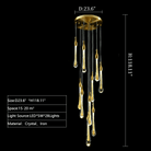 Foyer Glass Drops Pendant Chandelier Spiral Staircase High Ceiling Light Fixture In Gold Finish - 28 Lights/ D23.6"*H118.1"L15.75"Blushlighting