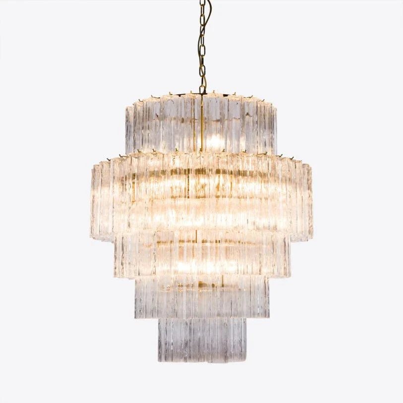 Freccia Treviso Murano Chandelier - ClearBlushlighting