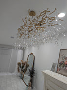 French Branch Crystal Chandelier with Elegant Crystal Leaves-Chandeliers-Blushlighting