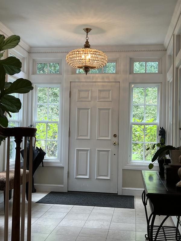 French Empire Vintage Bead Ellipsoid Crystal Chandelier for Living Room/Bedroom - 6 Lights/D25"*H20"/12.3kgDark BronzeWarm LightBlushlighting