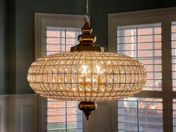 French Empire Vintage Bead Ellipsoid Crystal Chandelier for Living Room/Bedroom-Chandeliers-