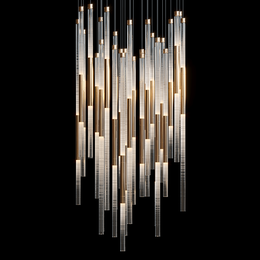 Frosted Tube Cluster Chandelier - 72" L × 24" W × 22" HBlushlighting