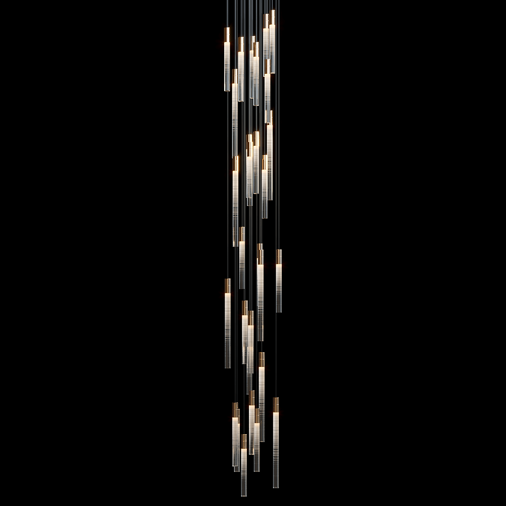 Frosted Tube Cluster Chandelier - 24" D × 72" HBlushlighting