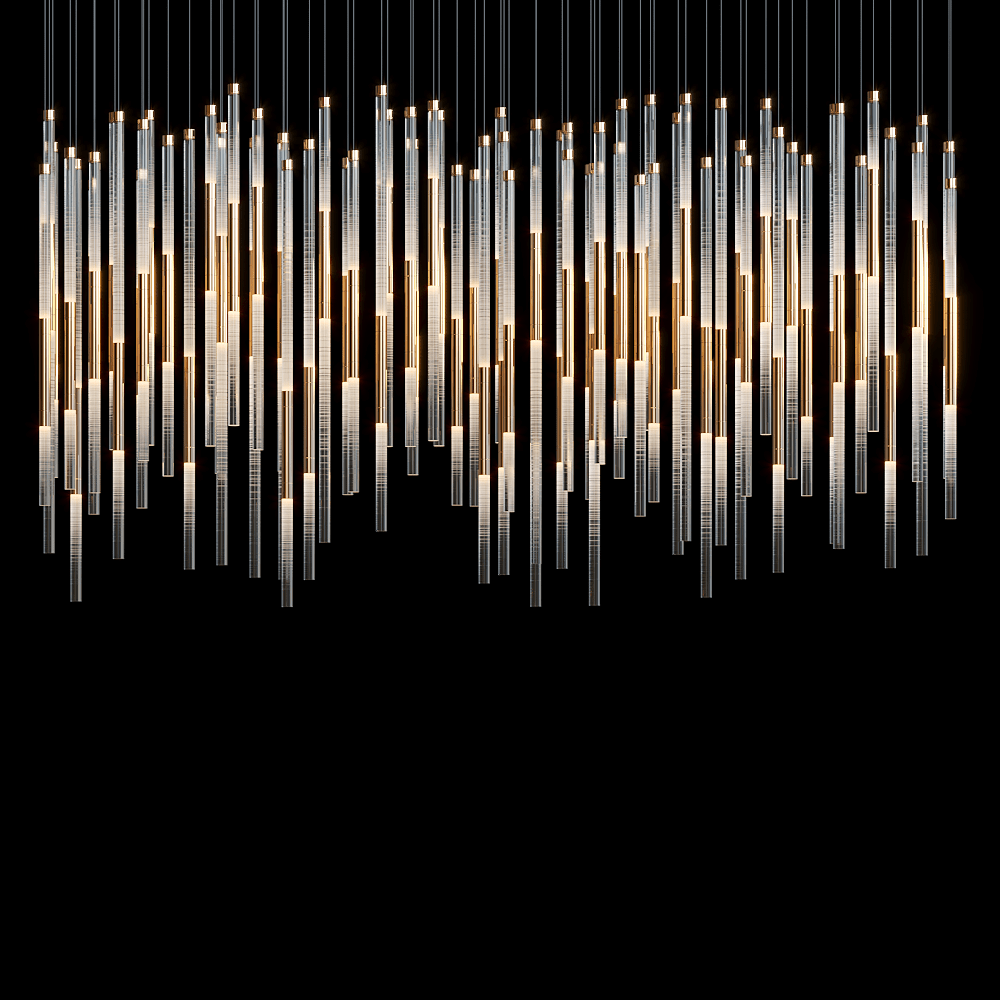 Frosted Tube Cluster Chandelier - 60" L × 20" W × 20" HBlushlighting