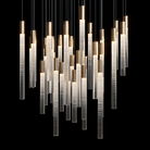 Frosted Tube Cluster Chandelier - 48" L × 18" W × 18" HBlushlighting