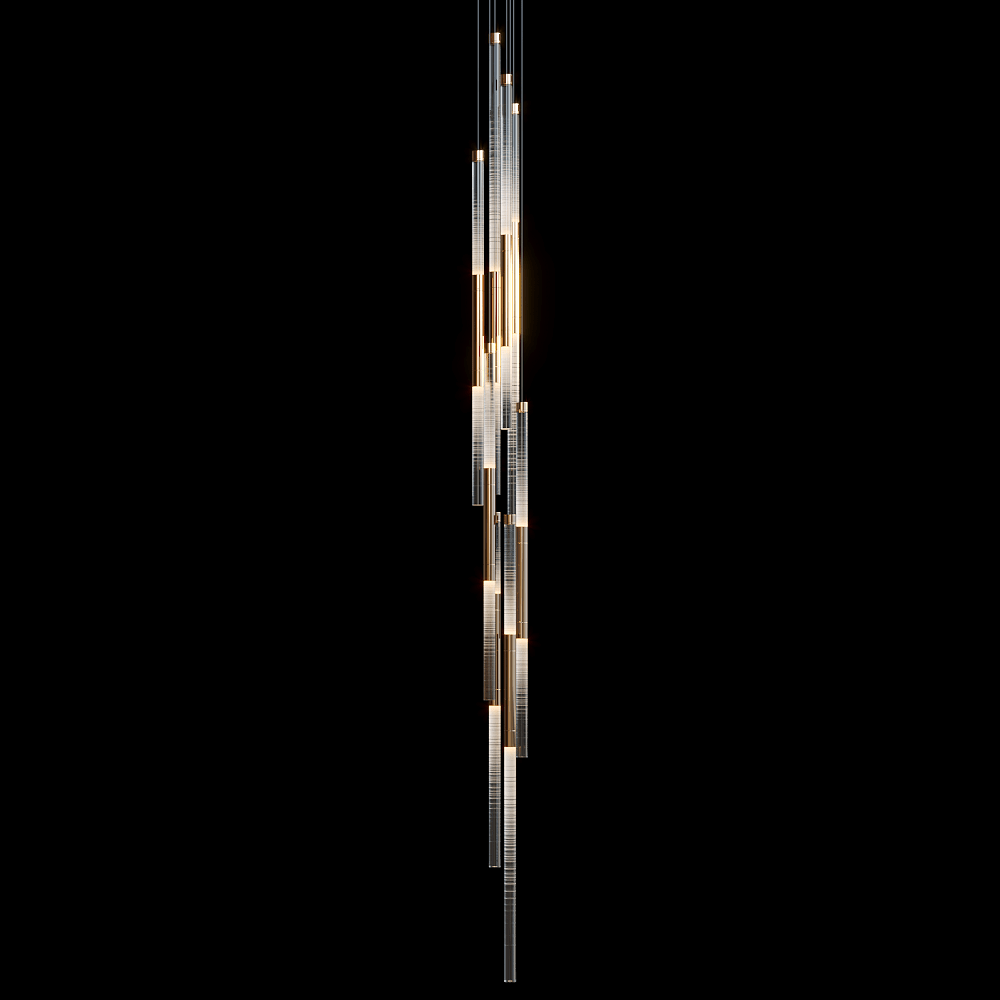 Frosted Tube Cluster Chandelier - 24" D × 72" HBlushlighting