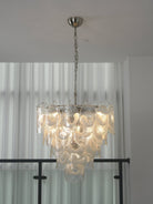 Frostelle Murano Chandelier - ∅ 29.5″ x H 27.6″Nickel & Clear+White glassBlushlighting