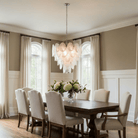 Frostelle Murano Chandelier - ∅ 29.5″ x H 27.6″Nickel & Clear+White glassBlushlighting