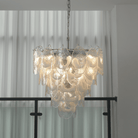 Frostelle Murano Chandelier - ∅ 29.5″ x H 27.6″Nickel & Clear+White glassBlushlighting