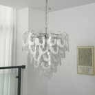 Frostelle Murano Chandelier - ∅ 29.5″ x H 27.6″Nickel & Clear+White glassBlushlighting