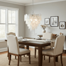Frostelle Murano Chandelier - ∅ 29.5″ x H 27.6″Nickel & Clear+White glassBlushlighting
