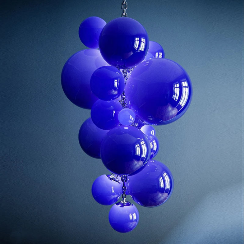 Fruit Grape Hanging Swag Chandelier-Bule-23.6" D * 39.4" H-Cold White