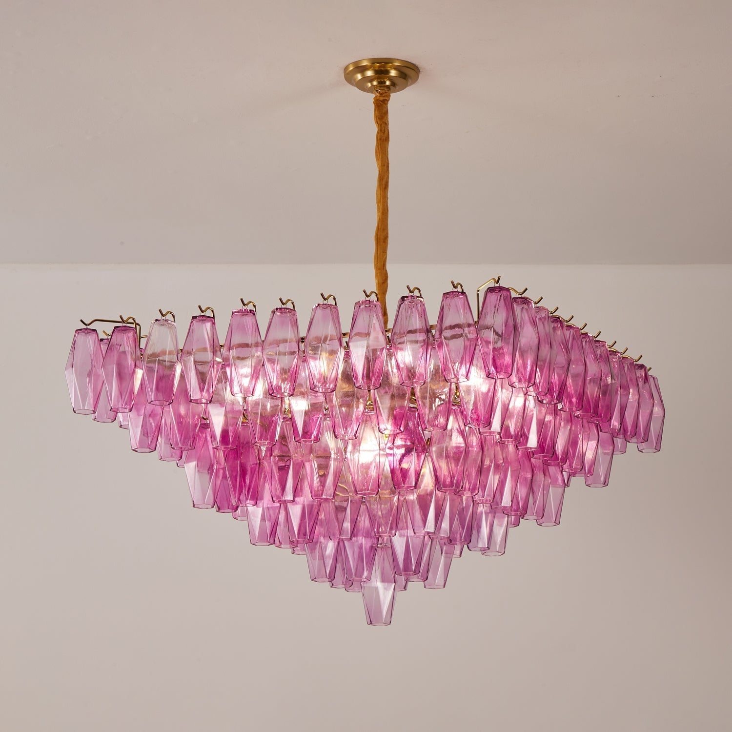 Fuchsia Prism Empire Chandelier - ∅ 39.4″ x H 39.4″Gold & PinkBlushlighting
