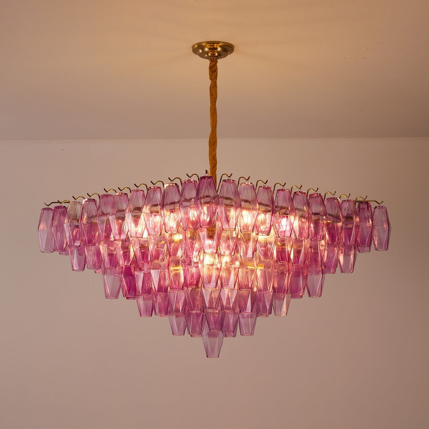 Fuchsia Prism Empire Chandelier - ∅ 39.4″ x H 39.4″Gold & PinkBlushlighting