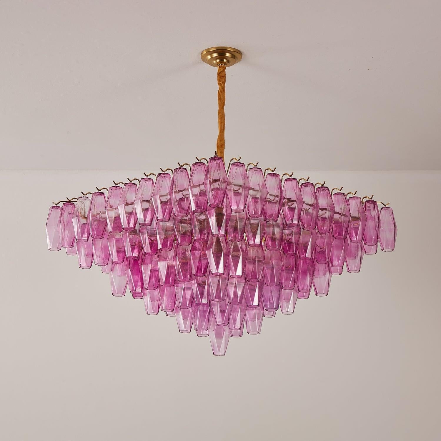 Fuchsia Prism Empire Chandelier - ∅ 39.4″ x H 39.4″Gold & PinkBlushlighting