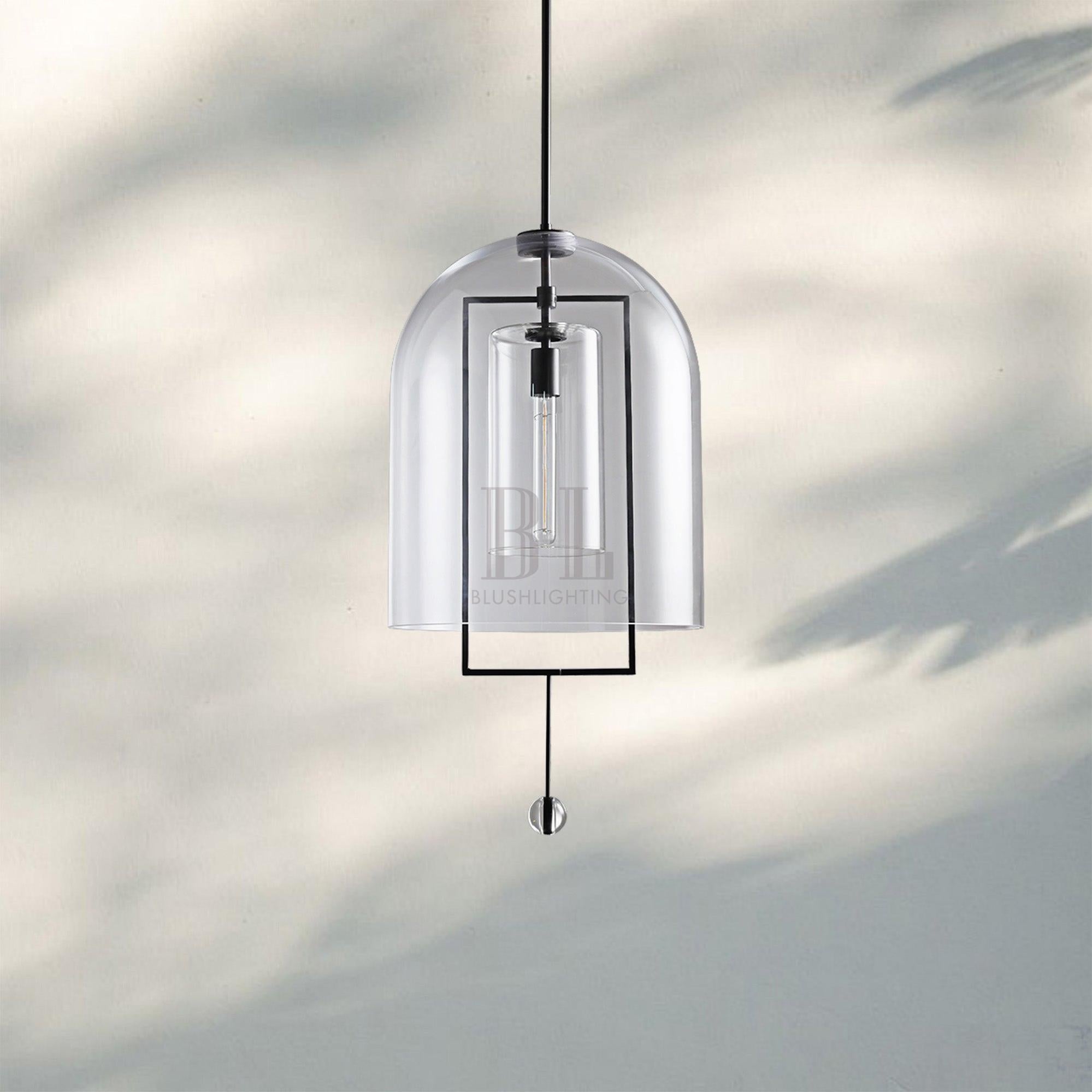 Fulcram Glass Pendant Light 13'' 15''-15''-Matte Black-