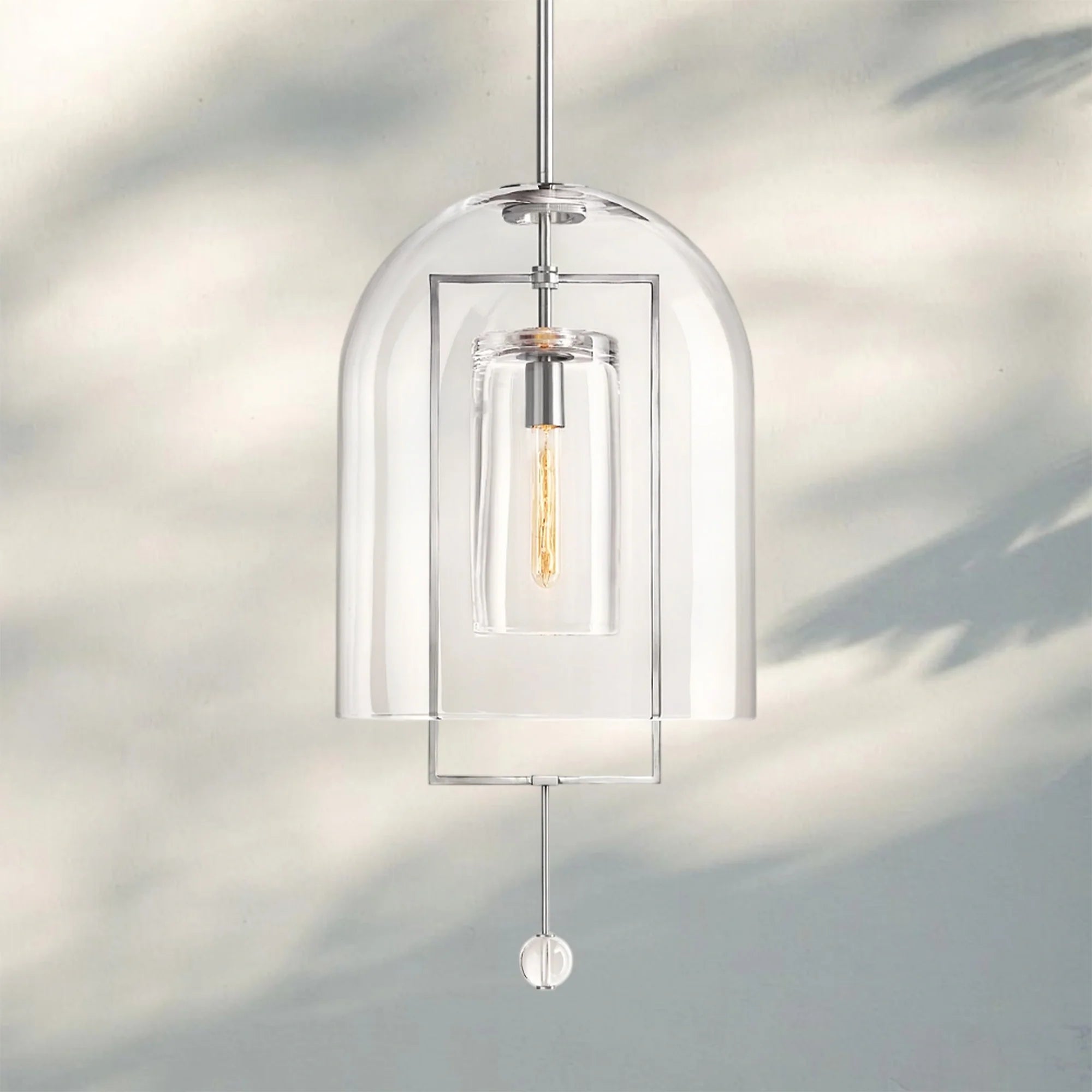 Fulcram Glass Pendant Light 13'' 15''-13''-Polished Nickel-