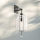 Fulcram Modern Grand Glass Wall Sconce 23"/29"H for Living Room, Bedroom-23''H-Matte Black-