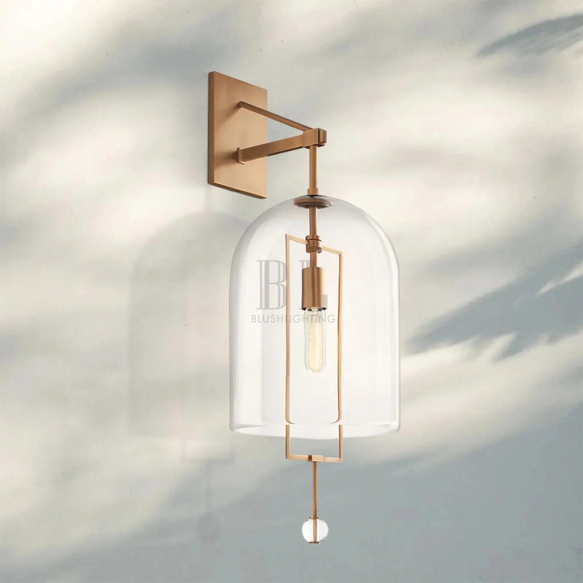 Fulcram Modern Grand Glass Wall Sconce 23"/29"H for Living Room, Bedroom-23''H-Lacquered Burnished Brass-