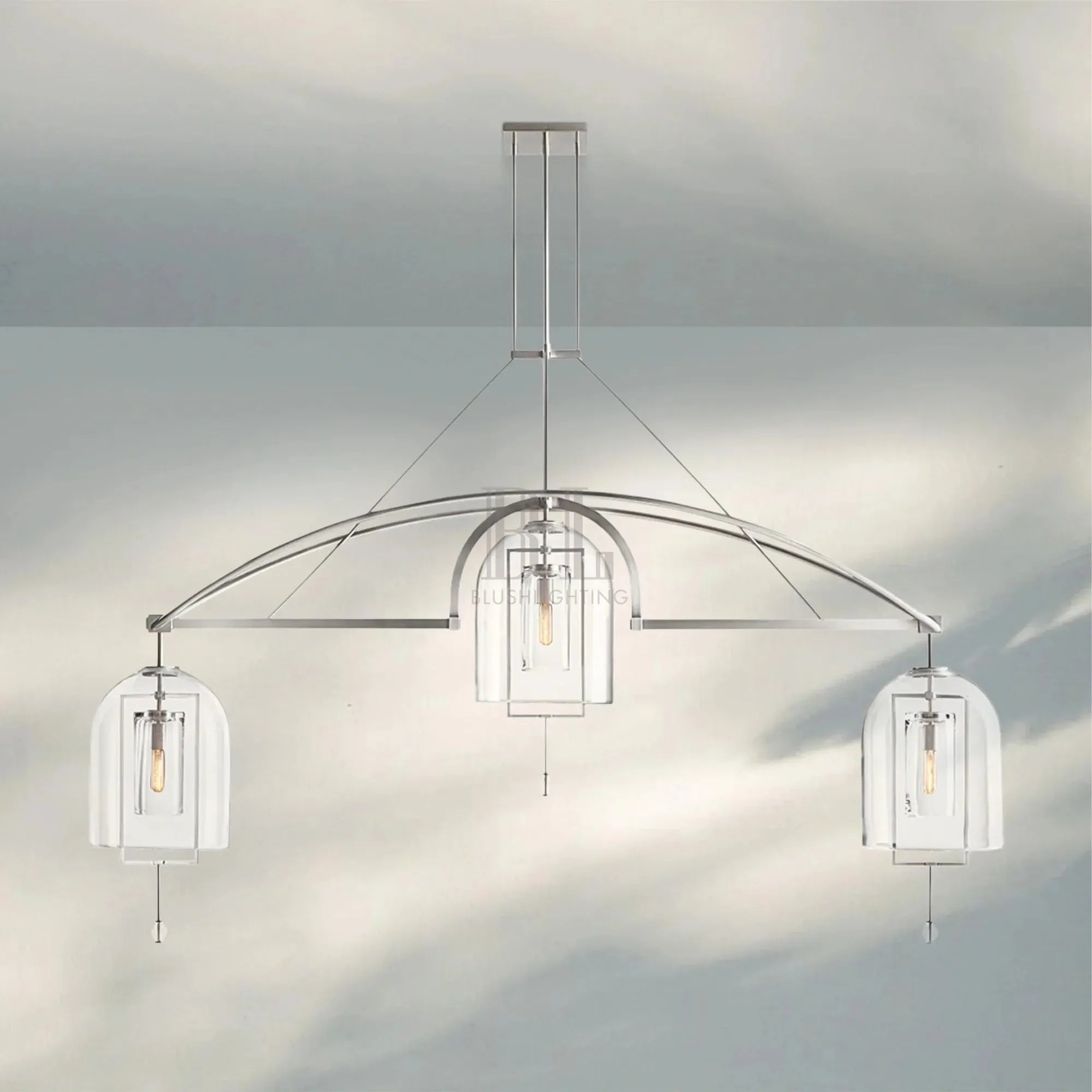 Fulcram Modern Luxury Chandelier 3-Lights-73''-Nickel-