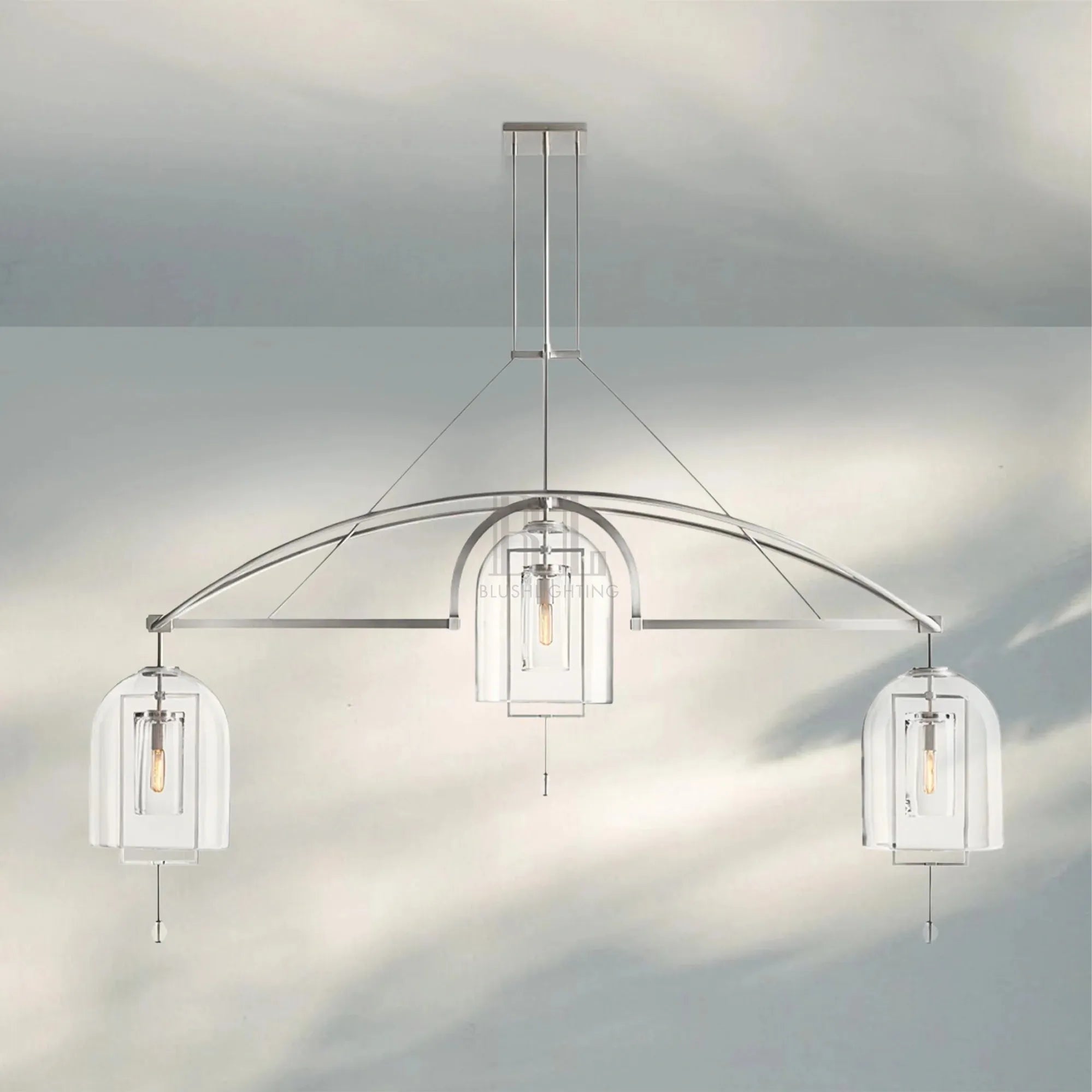 Fulcram Modern Luxury Chandelier 3-Lights-73''-Nickel-