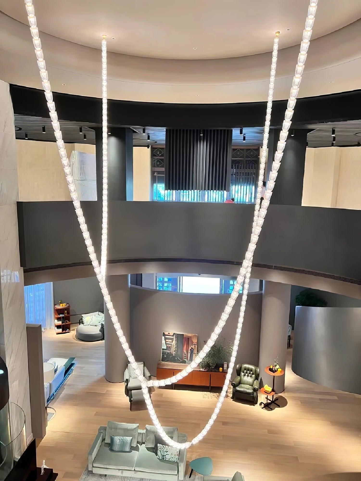 Gabriel Cascade K9 Crystal Chandelier - 161 heads ∅ 47.2″ x H 118″ / Dia 120cm x H 300cmClear & ChromeWarm LightBlushlighting