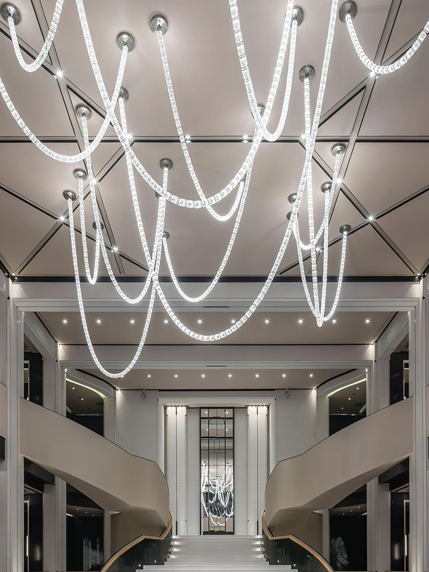 Gabriel Cascade K9 Crystal Chandelier - 161 heads ∅ 47.2″ x H 118″ / Dia 120cm x H 300cmClear & ChromeWarm LightBlushlighting