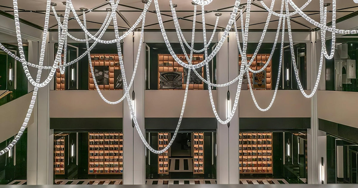 Gabriel Cascade K9 Crystal Chandelier - 161 heads ∅ 47.2″ x H 118″ / Dia 120cm x H 300cmClear & ChromeWarm LightBlushlighting