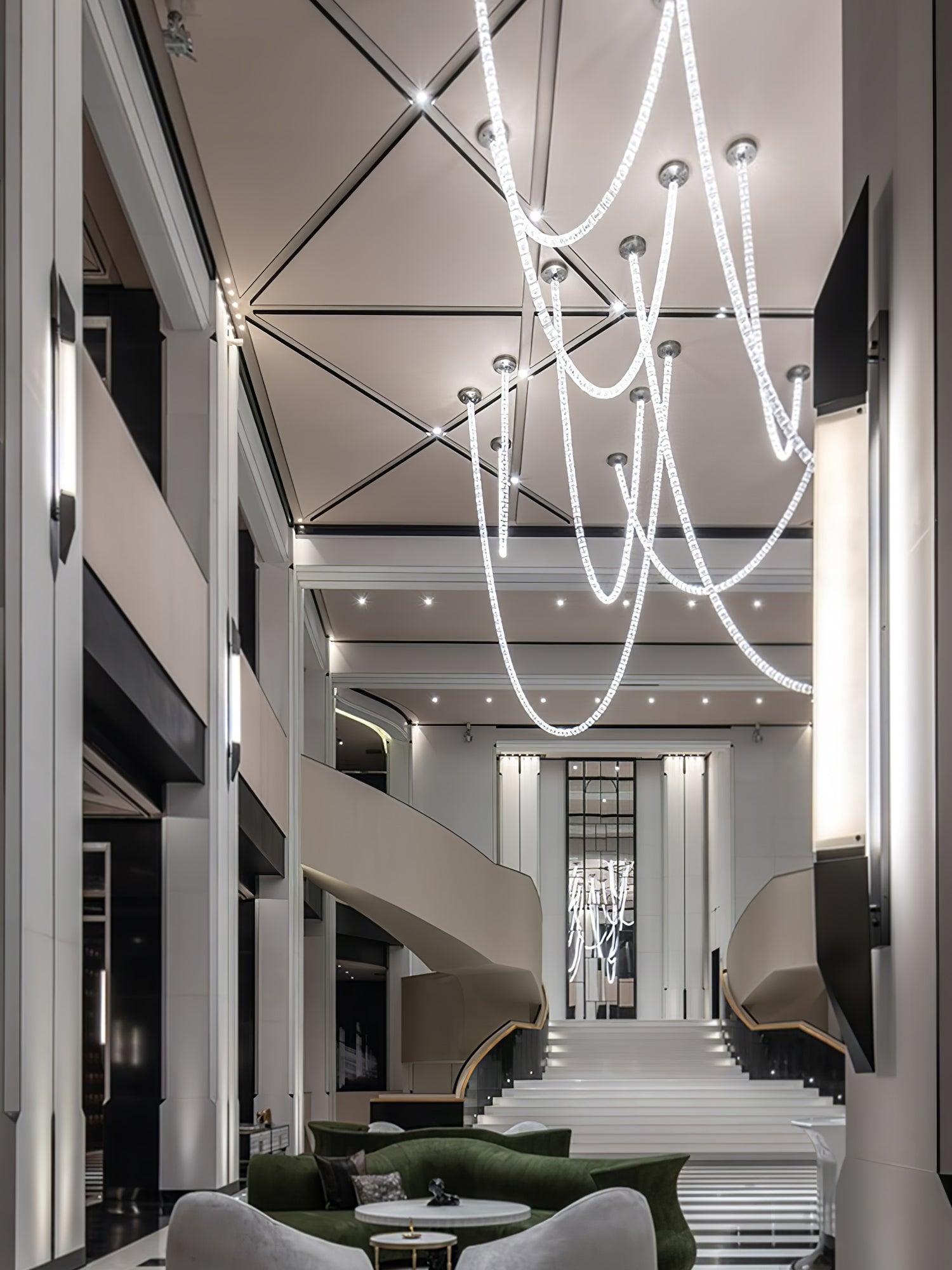 Gabriel Cascade K9 Crystal Chandelier - 161 heads ∅ 47.2″ x H 118″ / Dia 120cm x H 300cmClear & ChromeWarm LightBlushlighting