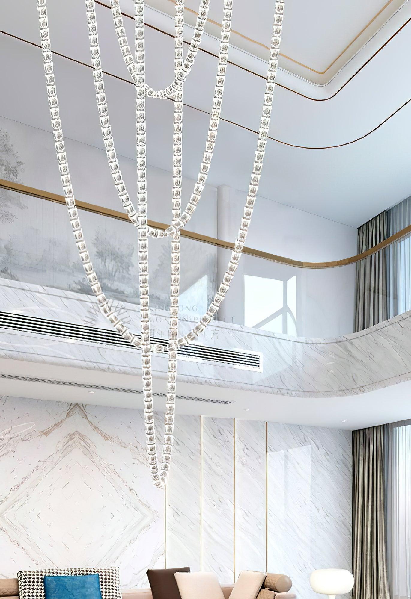 Gabriel Cascade K9 Crystal Chandelier - 161 heads ∅ 47.2″ x H 118″ / Dia 120cm x H 300cmClear & ChromeWarm LightBlushlighting